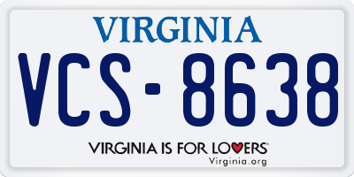 VA license plate VCS8638