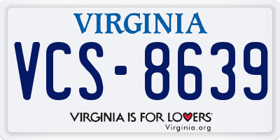 VA license plate VCS8639