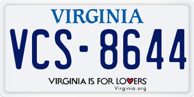VA license plate VCS8644