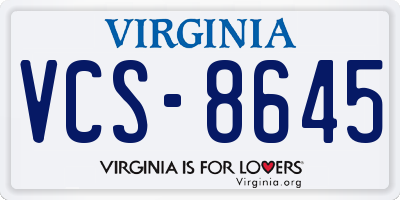 VA license plate VCS8645