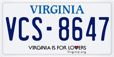 VA license plate VCS8647