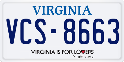 VA license plate VCS8663