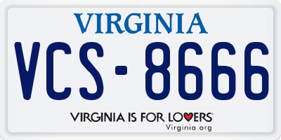 VA license plate VCS8666