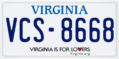 VA license plate VCS8668