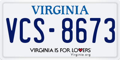 VA license plate VCS8673