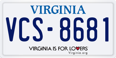 VA license plate VCS8681