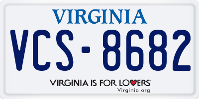 VA license plate VCS8682