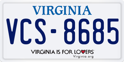 VA license plate VCS8685