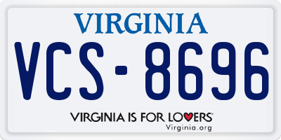VA license plate VCS8696