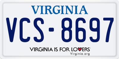 VA license plate VCS8697