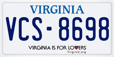 VA license plate VCS8698