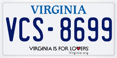 VA license plate VCS8699