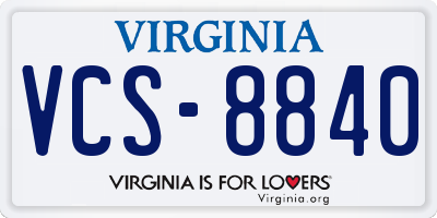 VA license plate VCS8840