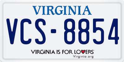 VA license plate VCS8854