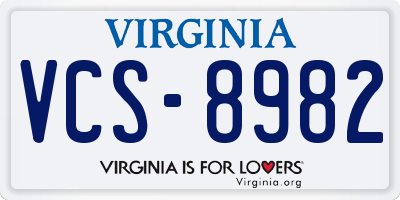 VA license plate VCS8982