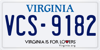 VA license plate VCS9182