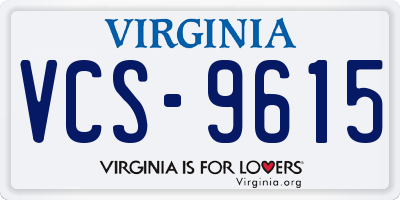 VA license plate VCS9615