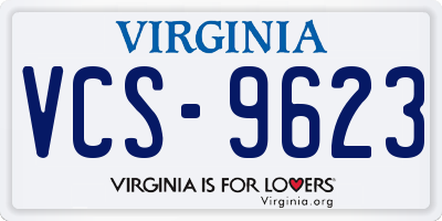 VA license plate VCS9623