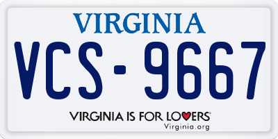 VA license plate VCS9667