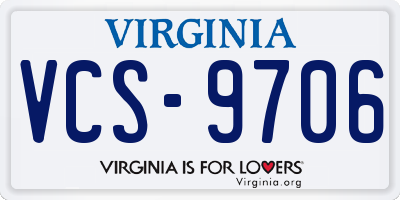 VA license plate VCS9706