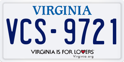 VA license plate VCS9721