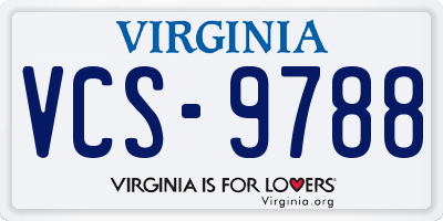 VA license plate VCS9788