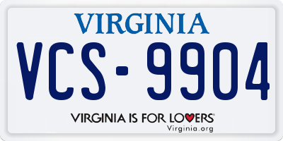 VA license plate VCS9904