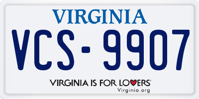 VA license plate VCS9907