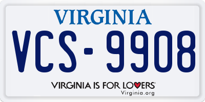 VA license plate VCS9908