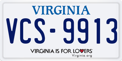 VA license plate VCS9913