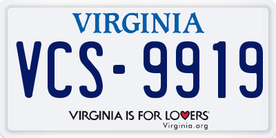 VA license plate VCS9919