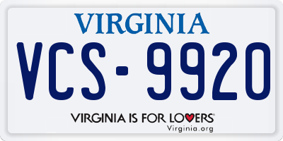 VA license plate VCS9920