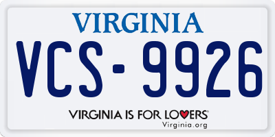 VA license plate VCS9926