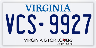 VA license plate VCS9927