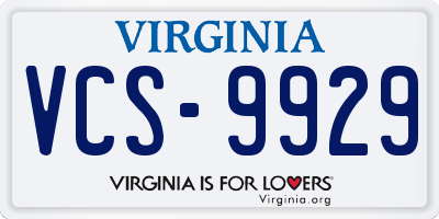 VA license plate VCS9929