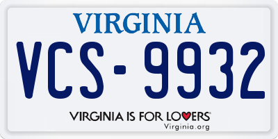 VA license plate VCS9932