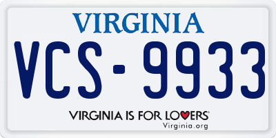 VA license plate VCS9933