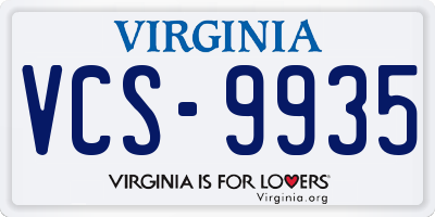 VA license plate VCS9935