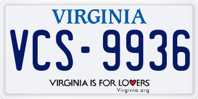 VA license plate VCS9936