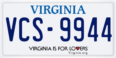 VA license plate VCS9944