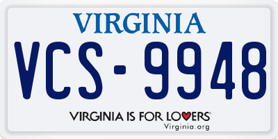 VA license plate VCS9948