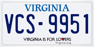VA license plate VCS9951