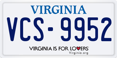VA license plate VCS9952