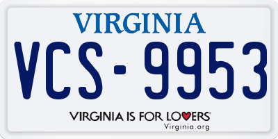 VA license plate VCS9953