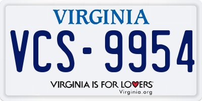 VA license plate VCS9954