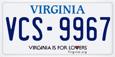 VA license plate VCS9967