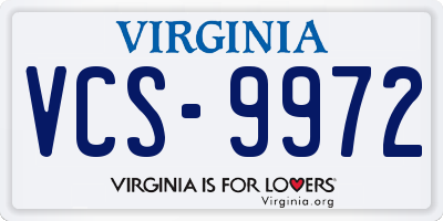 VA license plate VCS9972
