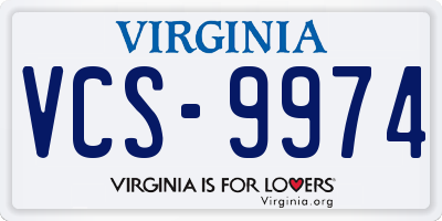 VA license plate VCS9974