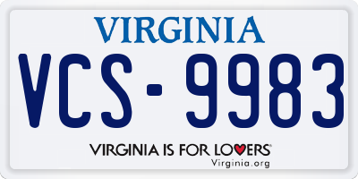 VA license plate VCS9983