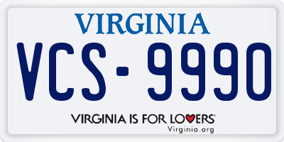 VA license plate VCS9990